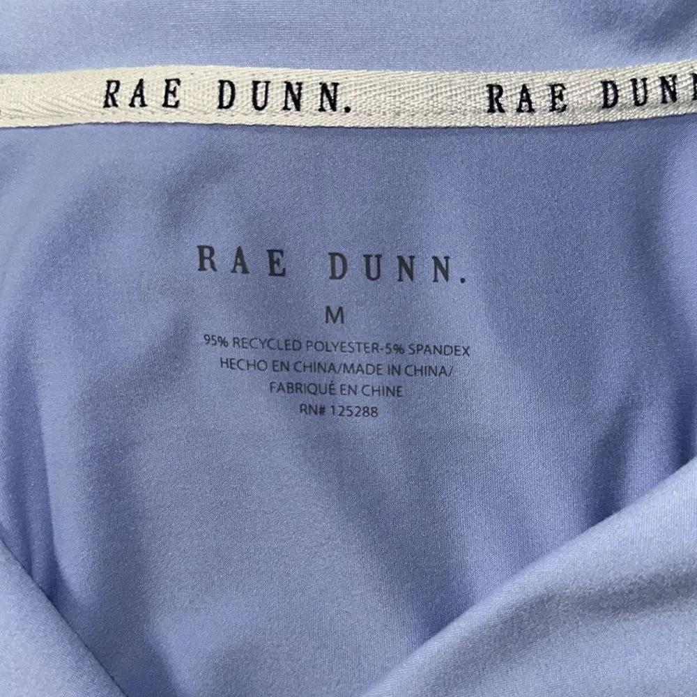RAE DUNN. M Light Blue White Notch Collar Short Sleeve Button Top Cropped PJ - Picture 11 of 14
